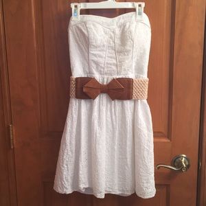 Eyelet lace strapless dress